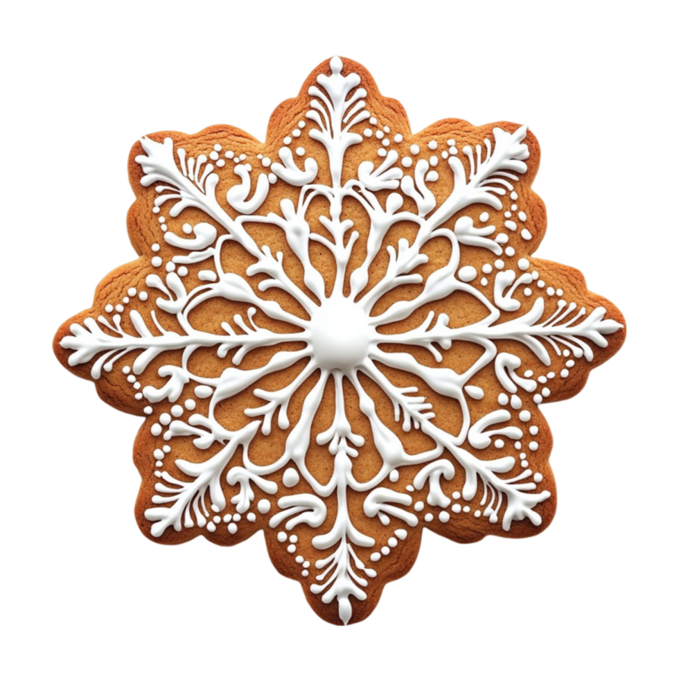 Gingerbread Cookie with Snowflake on Transparent Background png