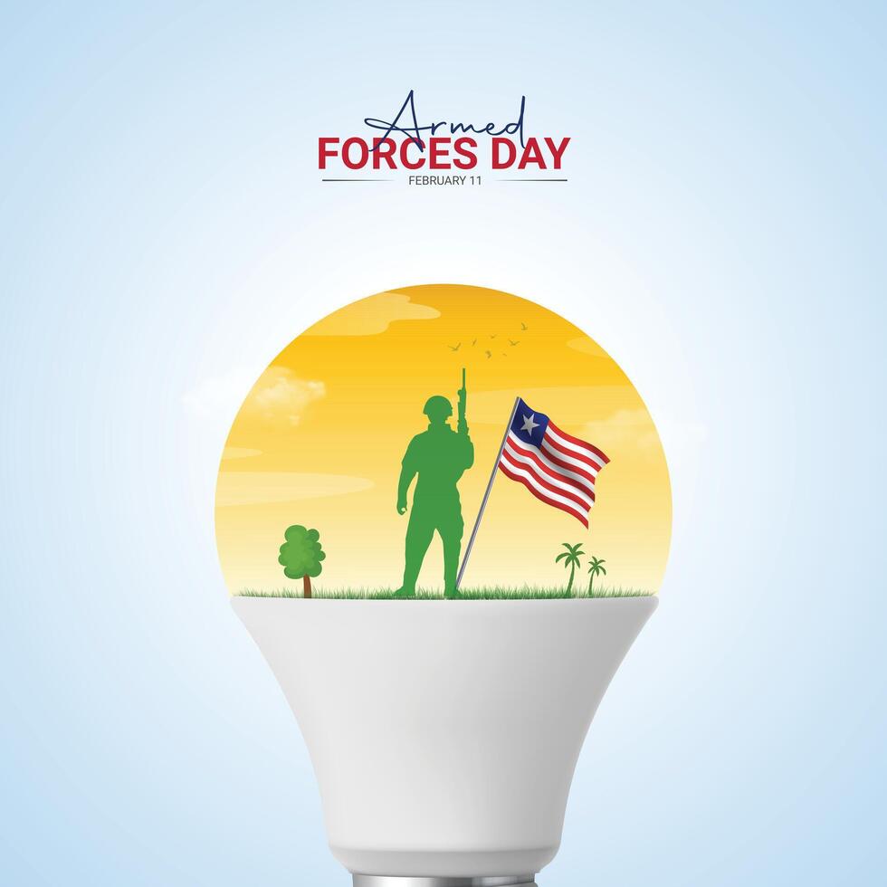 Illustration of Liberia Armed Forces Day observed on 11 February. vector