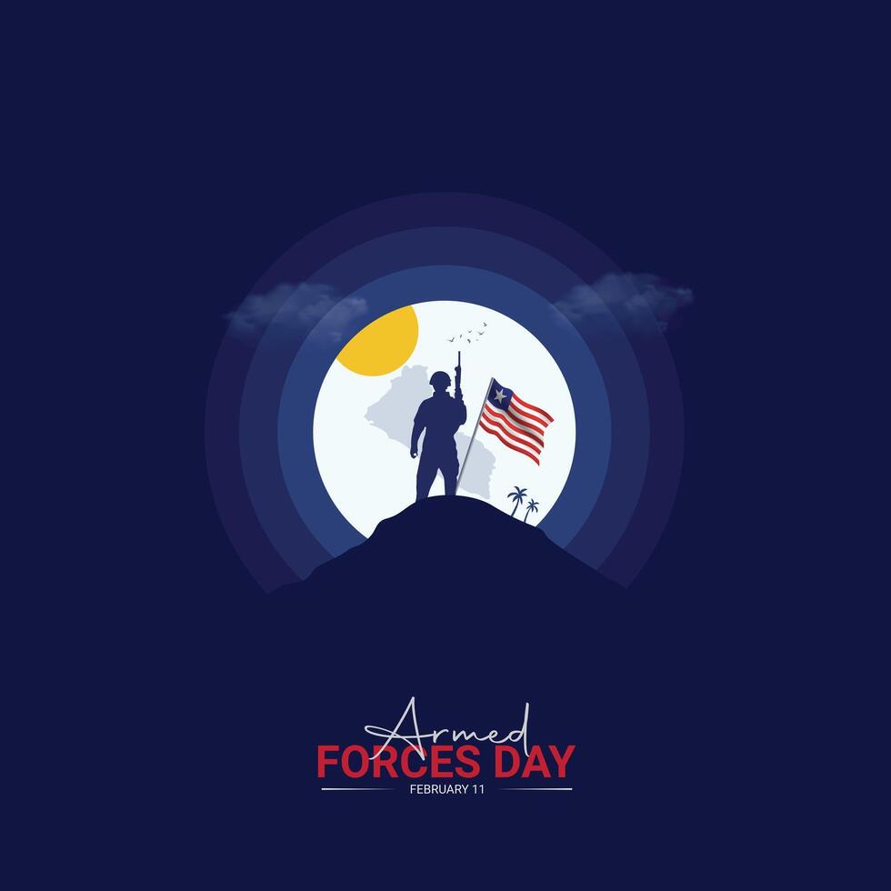 Liberia Armed Forces Day Creative Design, Armed Forces day Ads Social media post vector