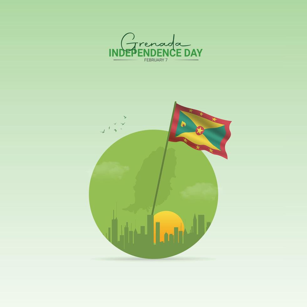 Independence Day of Grenada. Grenada independence Day creative Design for social media post vector