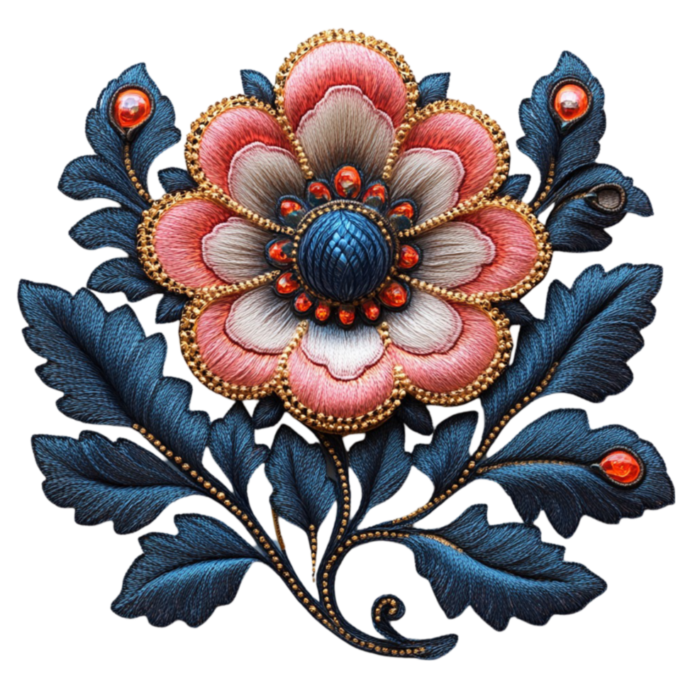A Colorful Flower Embroidery png