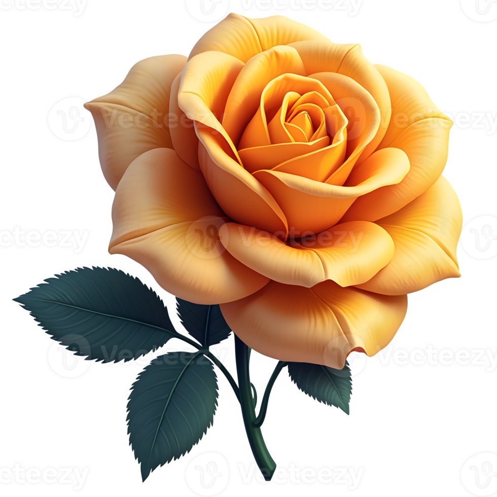 Single yellow rose with a bud transparent background , png