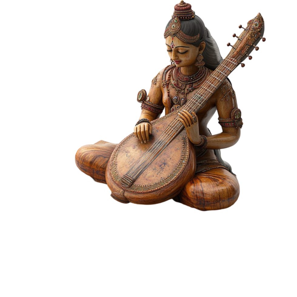 A statue of a woman playing the sitar png