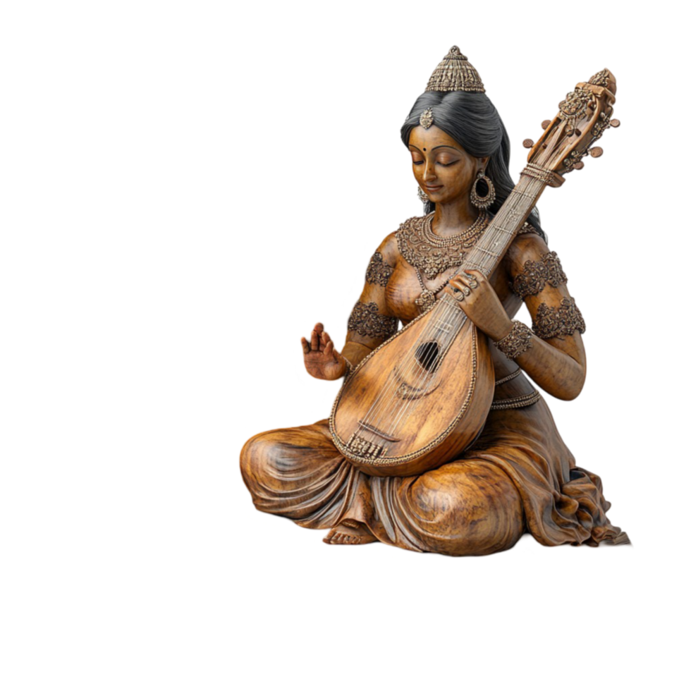 A statue of a woman playing a guitar png