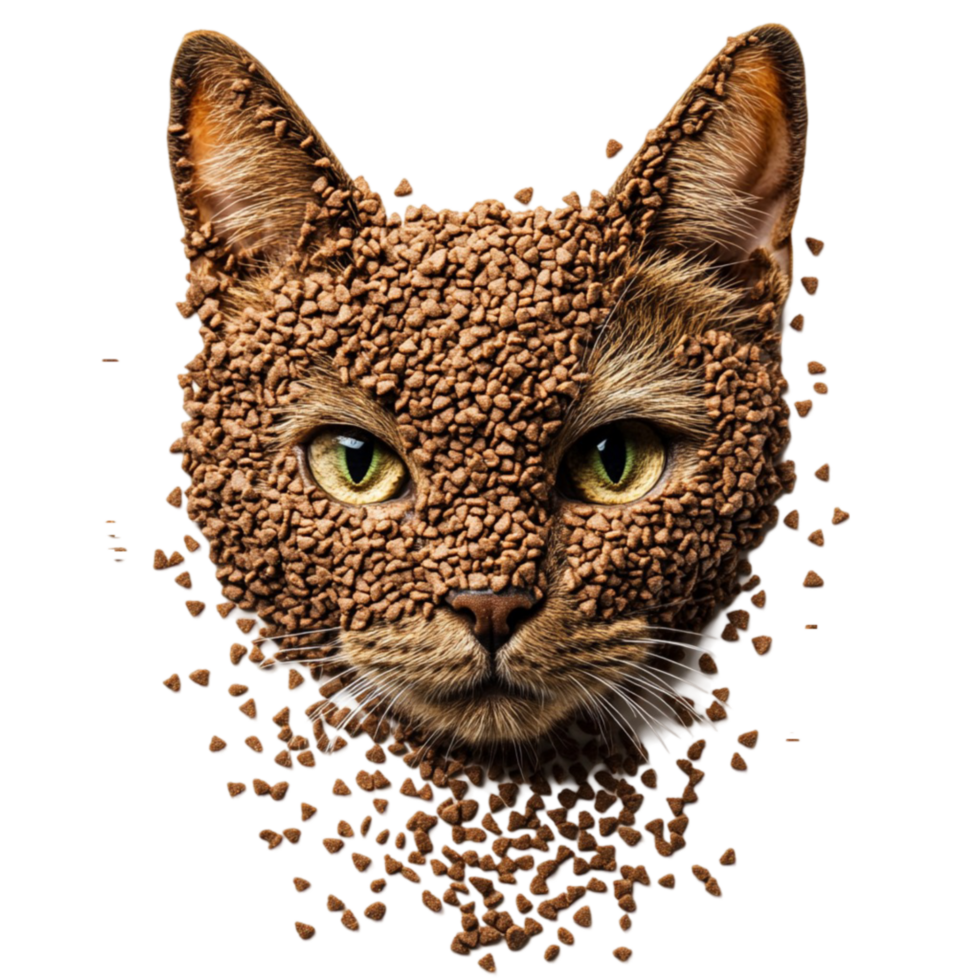 A cat's face is covered with food png
