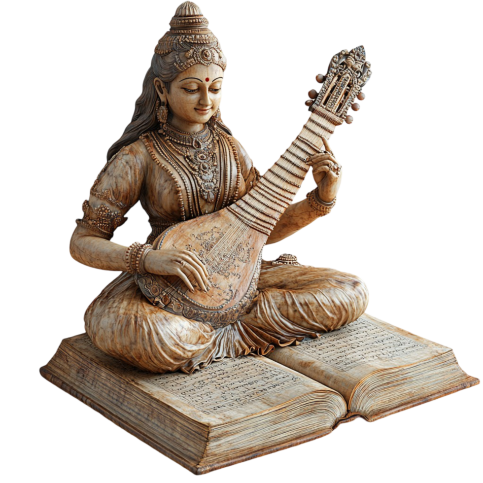 A statue of a woman playing the sitar png
