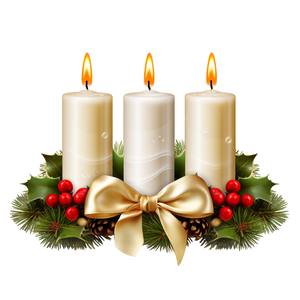 Christmas Candles with Golden Ribbon png