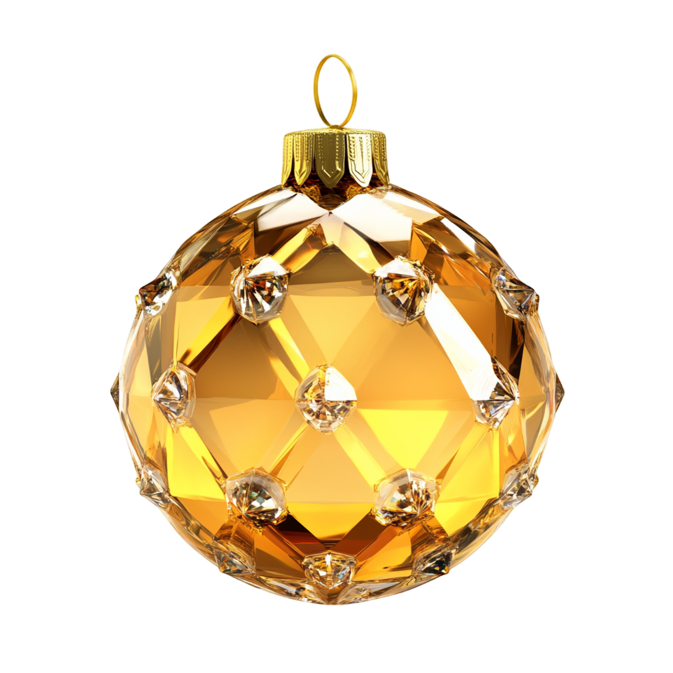 Elegant Golden Christmas Bauble with Detailed Gemstone png