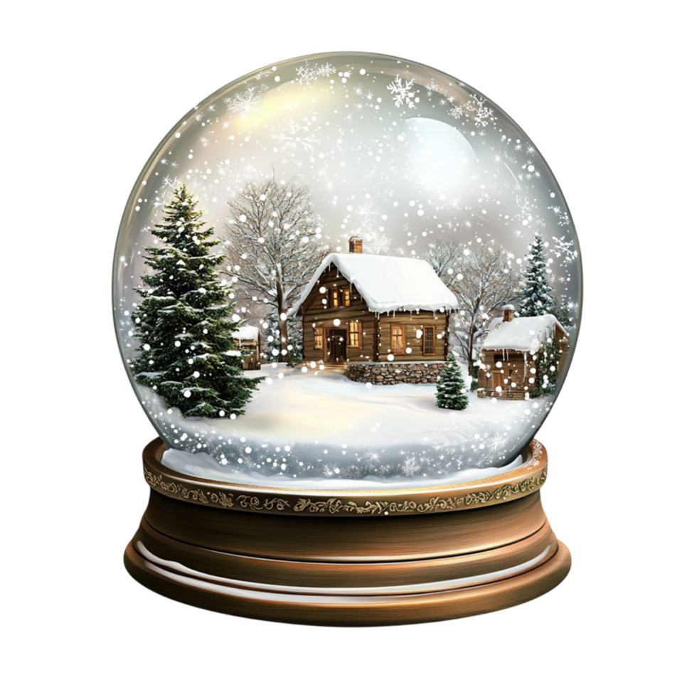 Schnee Globus mit gemütlich Winter Hütte Szene png