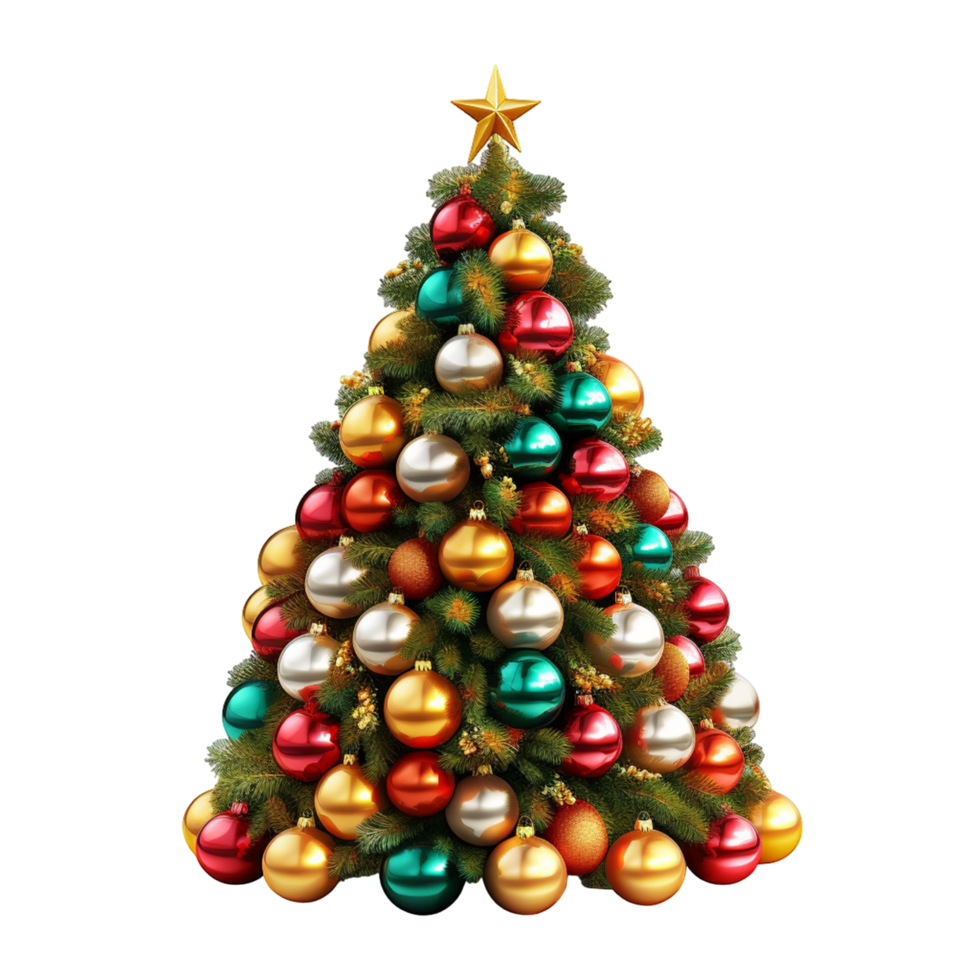 Decorated Christmas Tree with Colorful Ornaments png