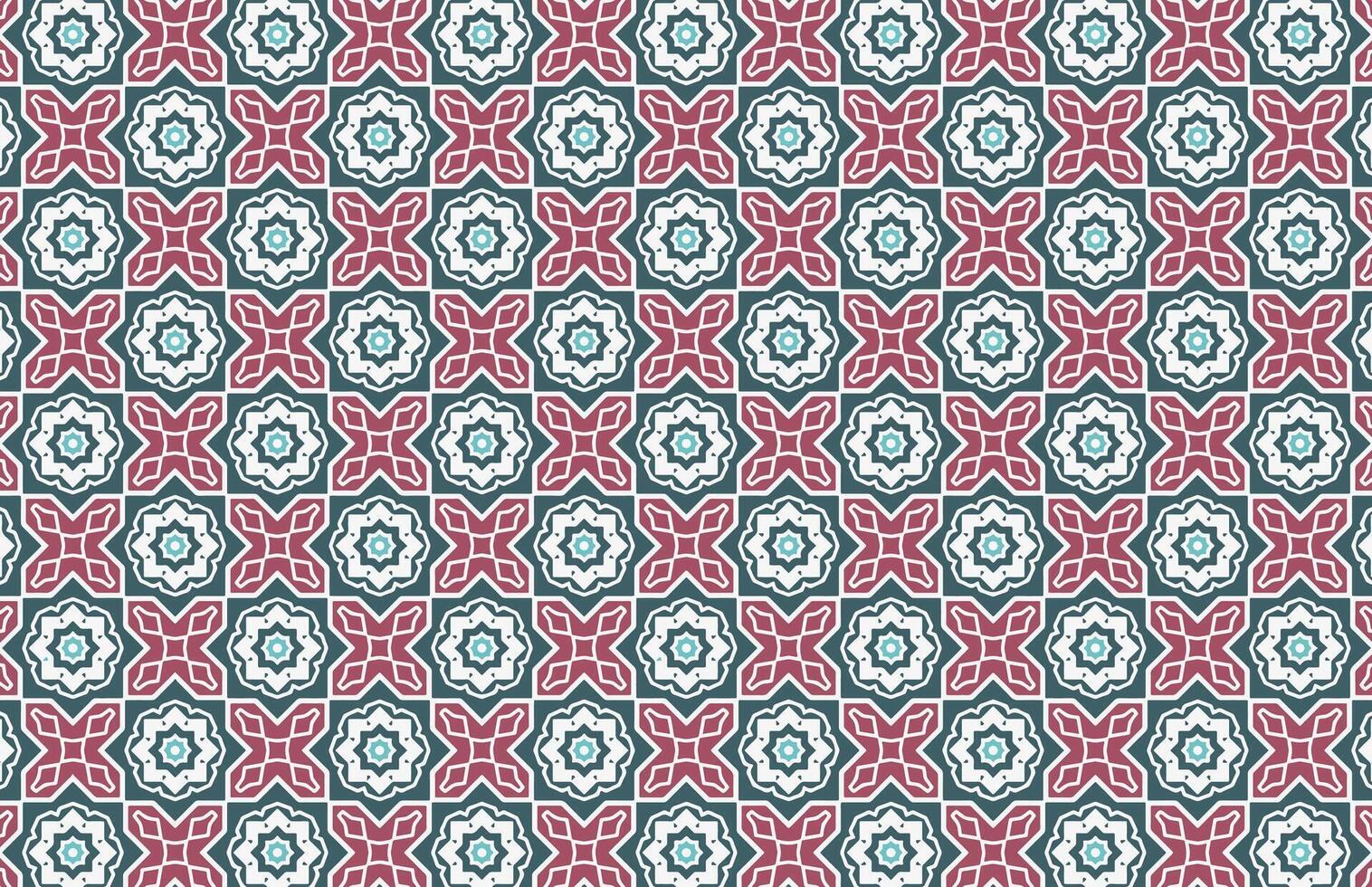 Moroccan red and green fabric design pattern vector