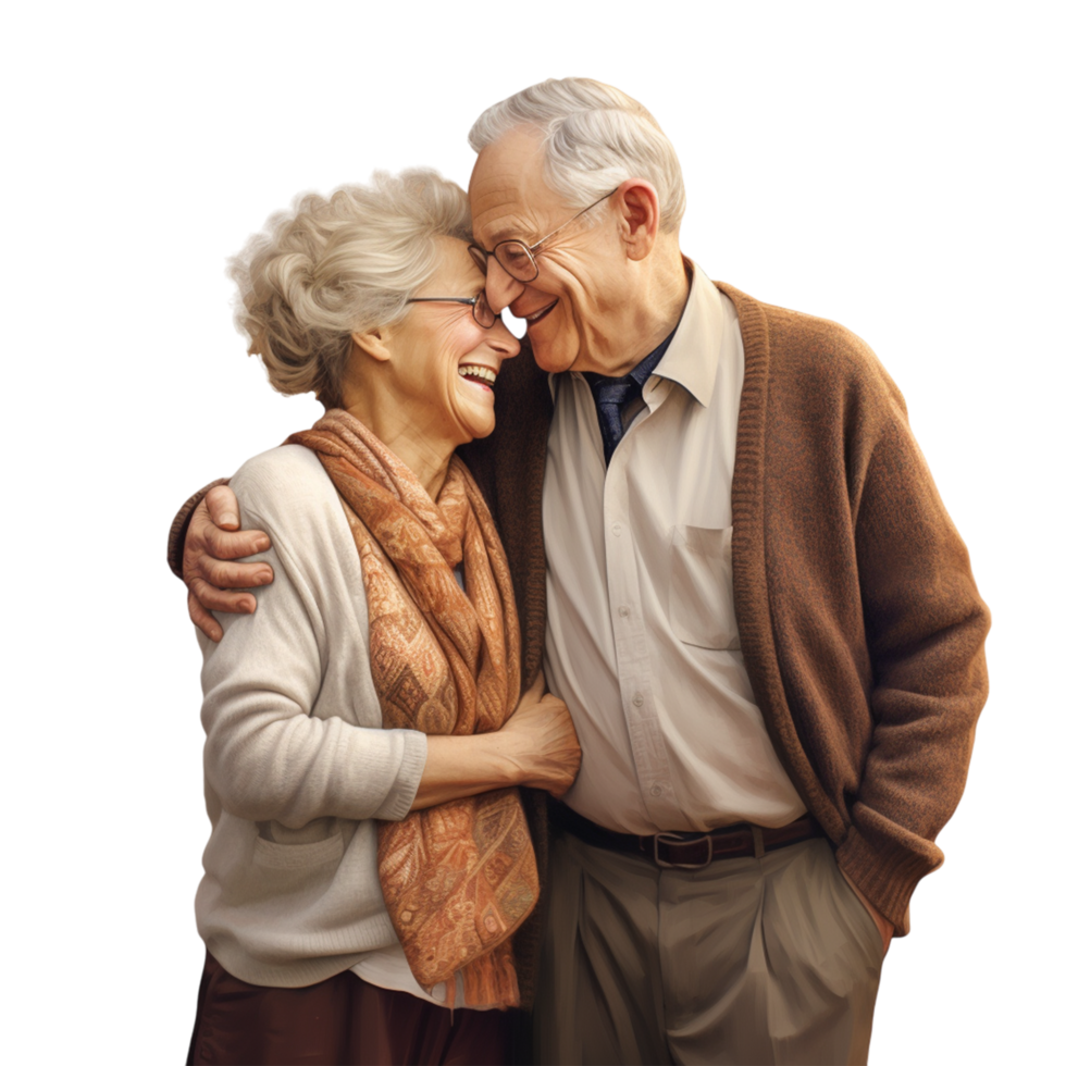 Romantic Elderly Couple Sharing a Sweet Moment png