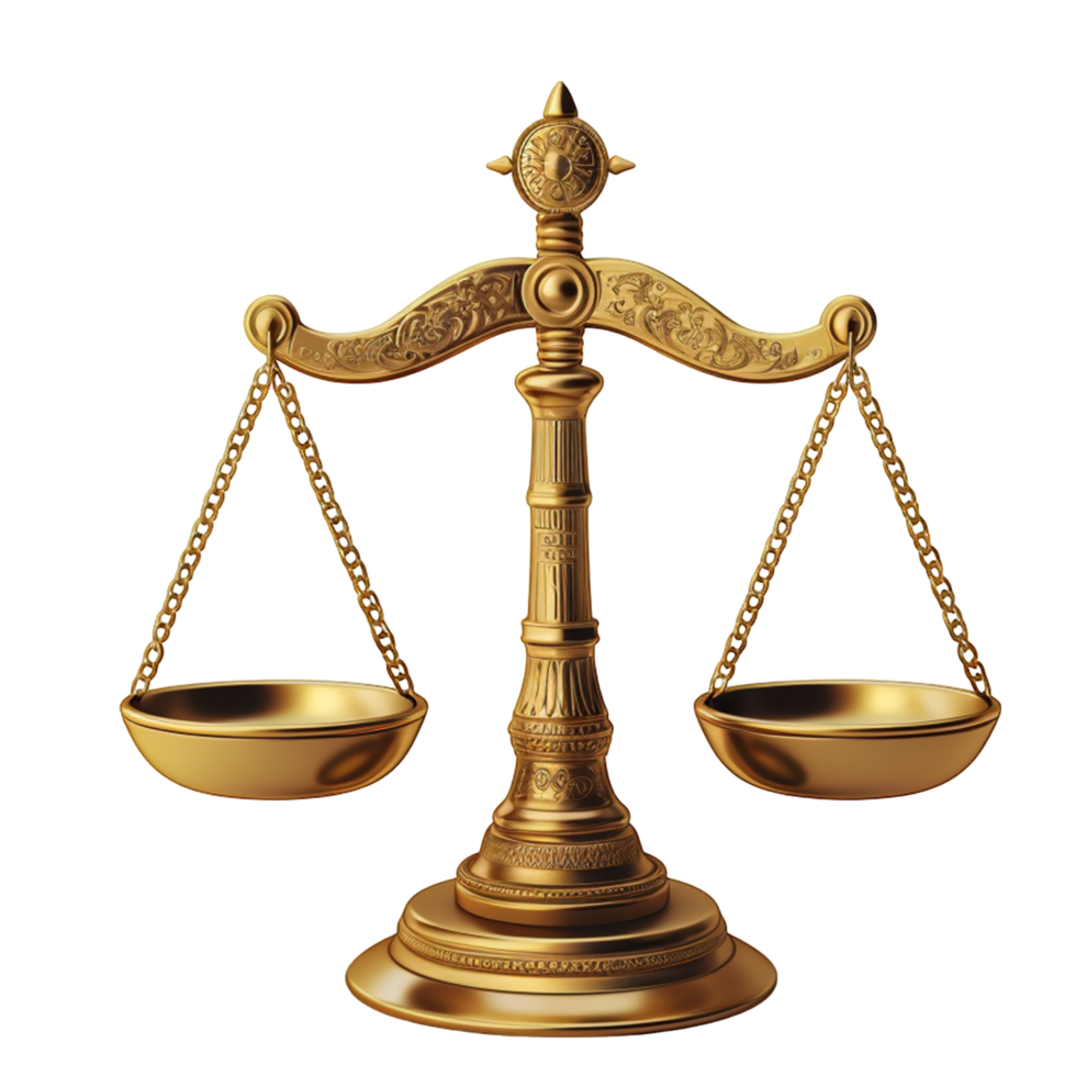 Golden Balance Scale of Justice Law and Equality Symbol for Legal Themes png
