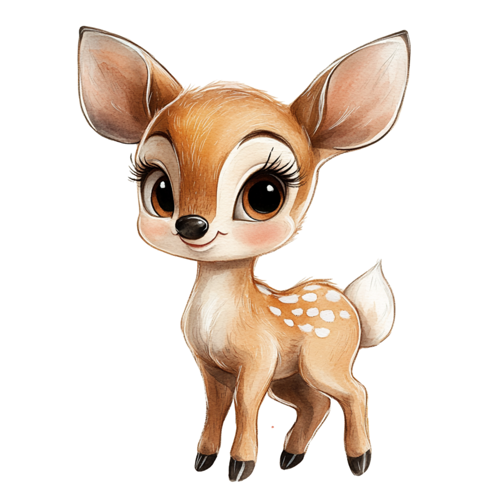Cute Baby Deer with Big Eyes and Spotted Fur png