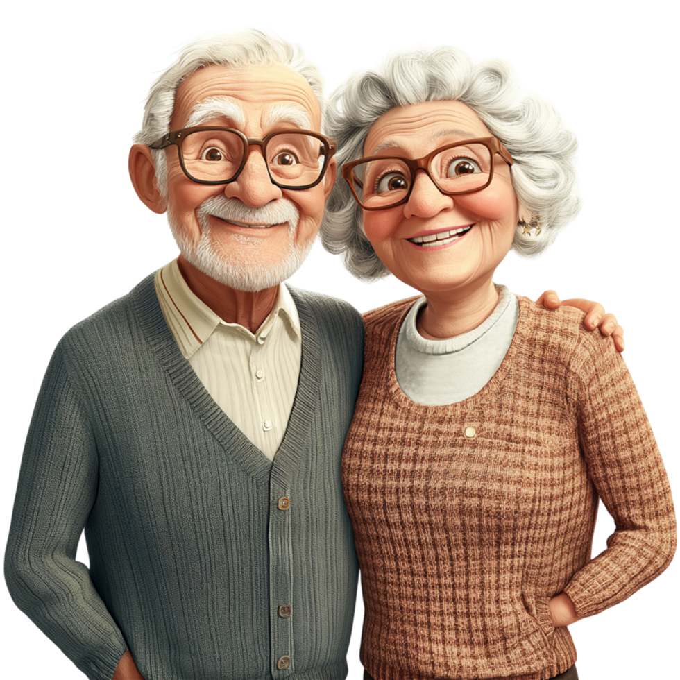 Smiling Elderly Couple Embracing png