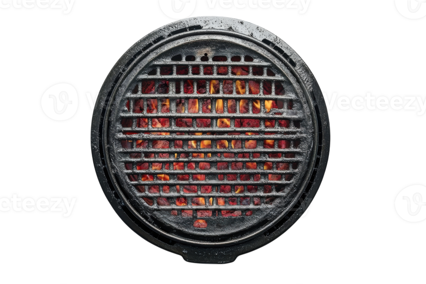 Grilled charcoal heating up in a barbecue grill for outdoor cooking png
