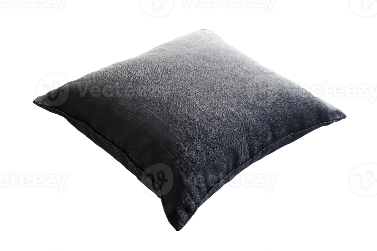 Soft black cushion on a white background highlighting minimalist design and texture png