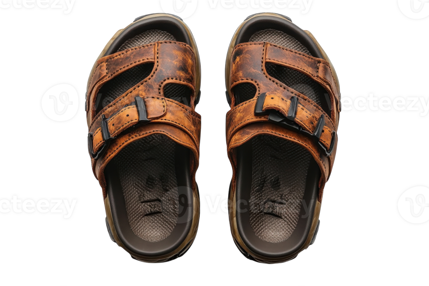 Stylish brown sandals designed for comfort with adjustable straps and a casual look for outdoor activities and everyday wear png