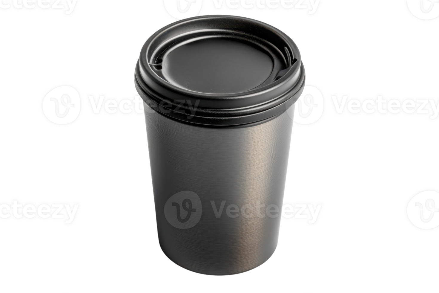 Black coffee cup with lid placed on a clean surface in a casual setting png