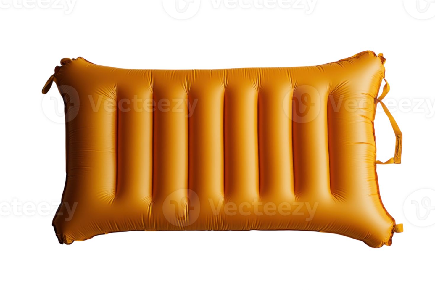 Inflatable orange sleeping pad resting on a plain surface for camping or outdoor activities png
