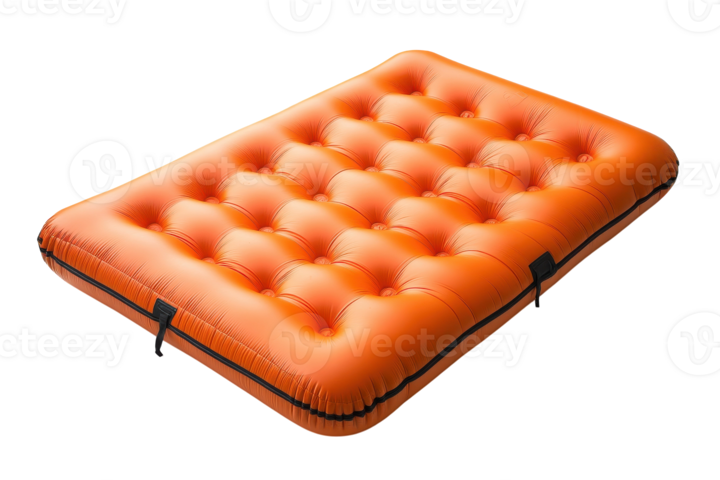 Bright orange inflatable mattress suitable for outdoor camping or relaxation during warm weather adventures png