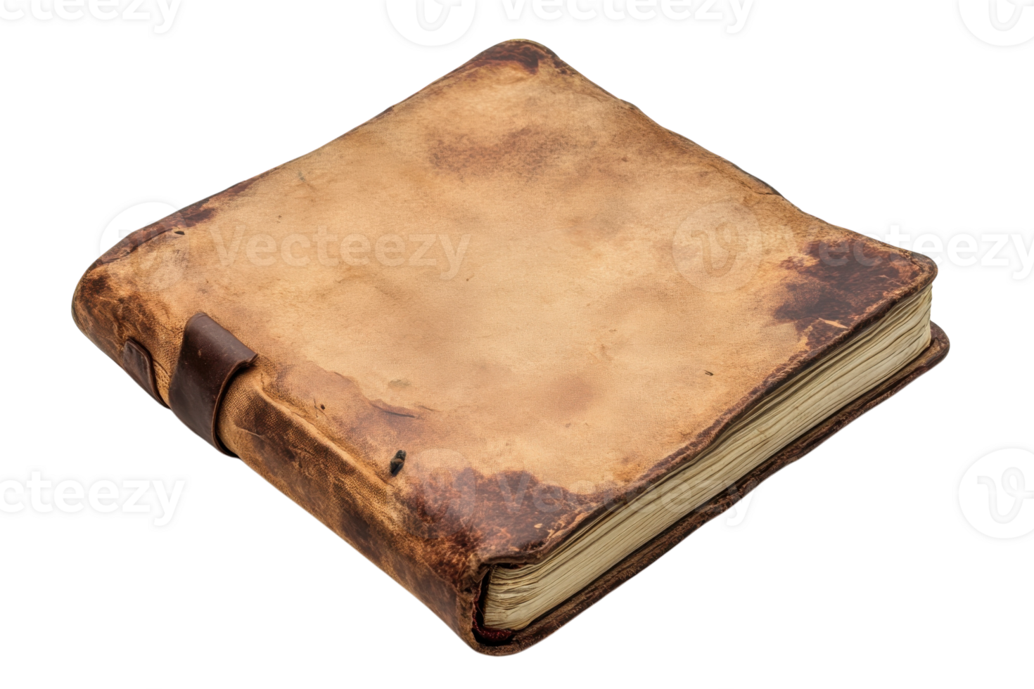 Leather-bound journal with a worn appearance on a white background showcasing its rustic charm png