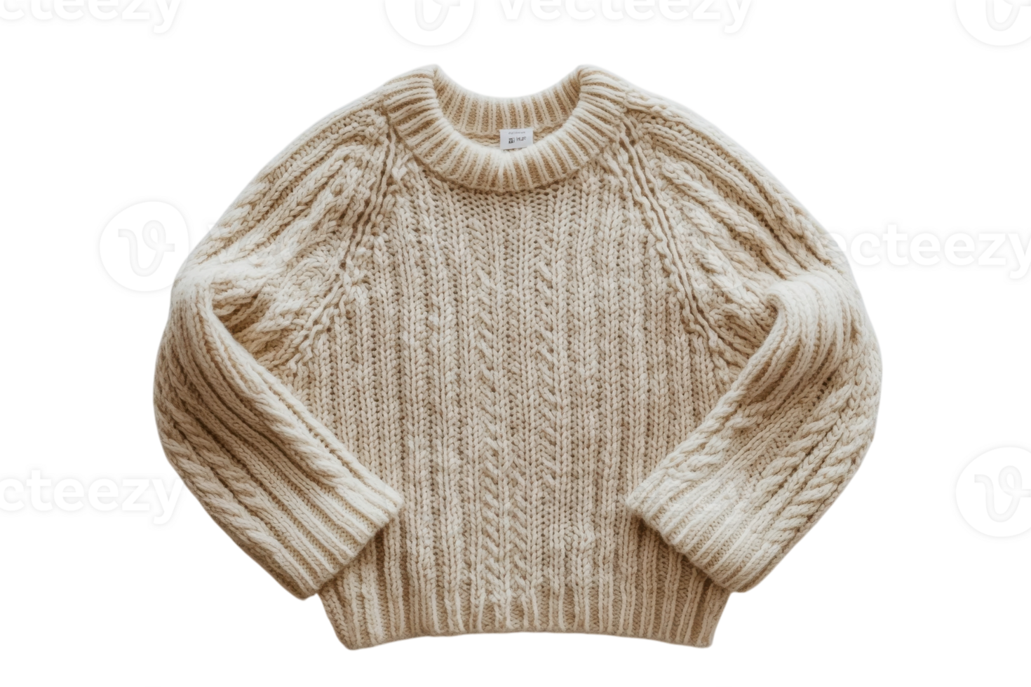 Cozy knitted sweater displayed on a neutral background for winter fashion inspiration and styling ideas png