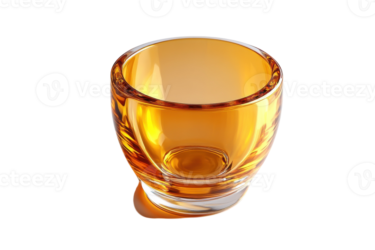 Clear glass cup with amber liquid reflecting light on a smooth surface in a well-lit setting png