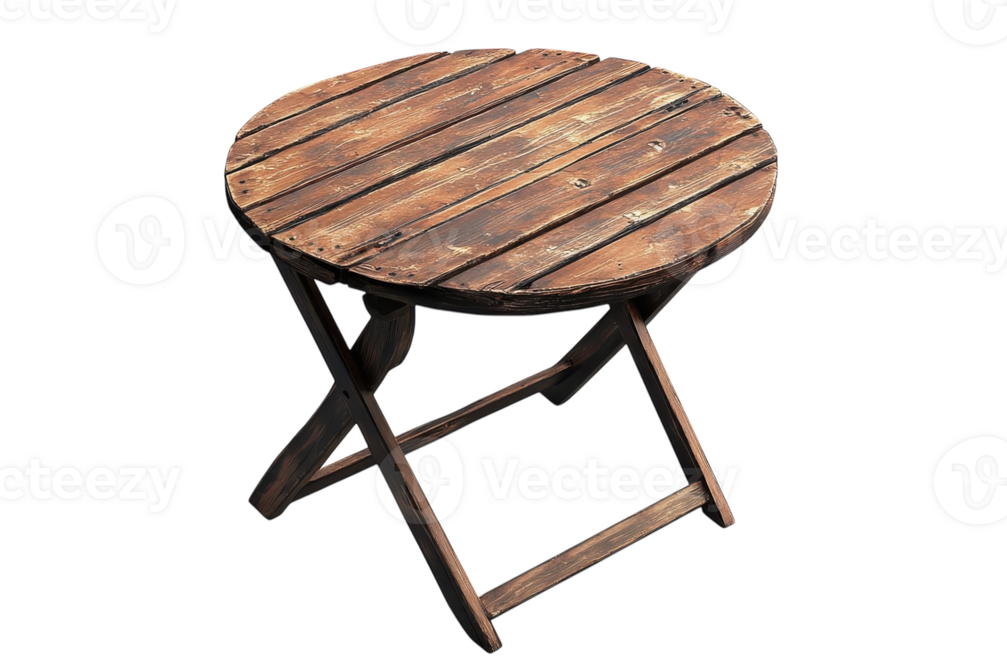 Rustic wooden round table perfect for outdoor dining or casual gatherings in a garden setting png