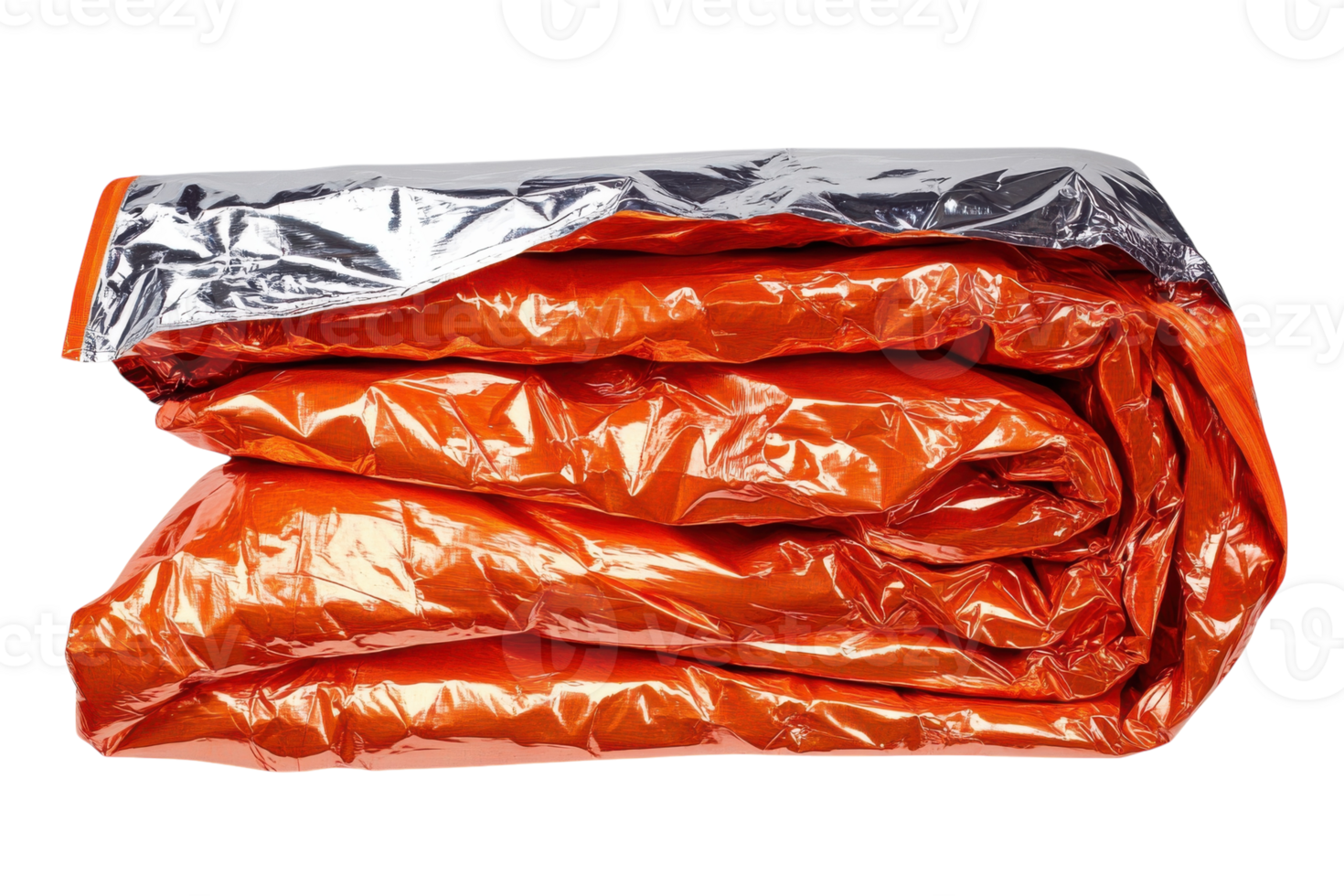 Bright orange emergency blanket rolled neatly for outdoor activities and survival situations png