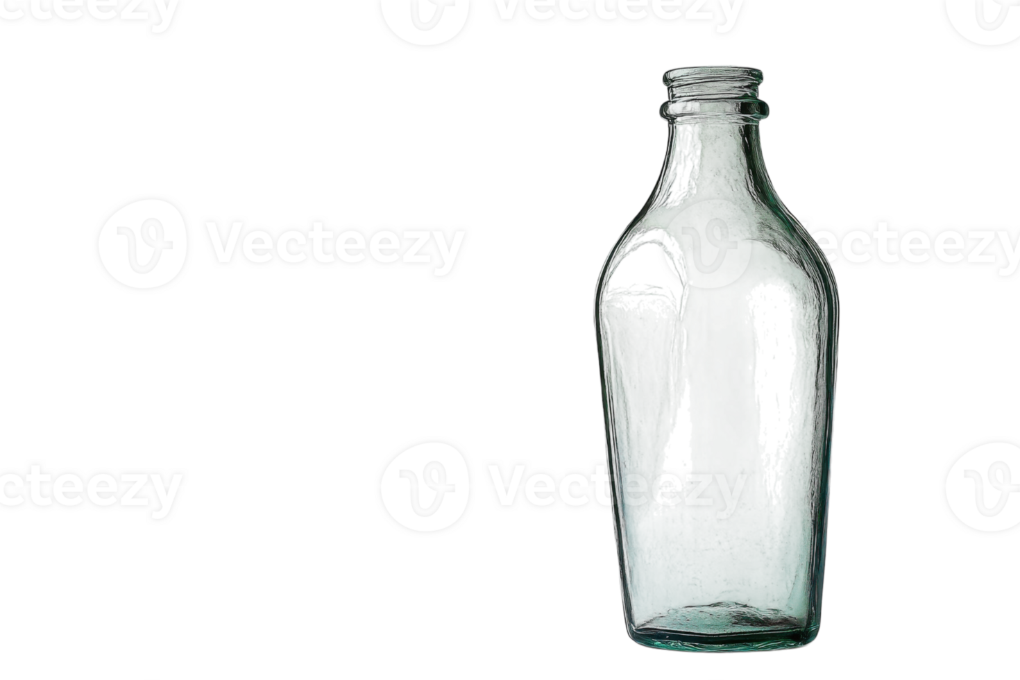 Glass bottle stands alone on a plain background highlighting its vintage design and transparent nature png