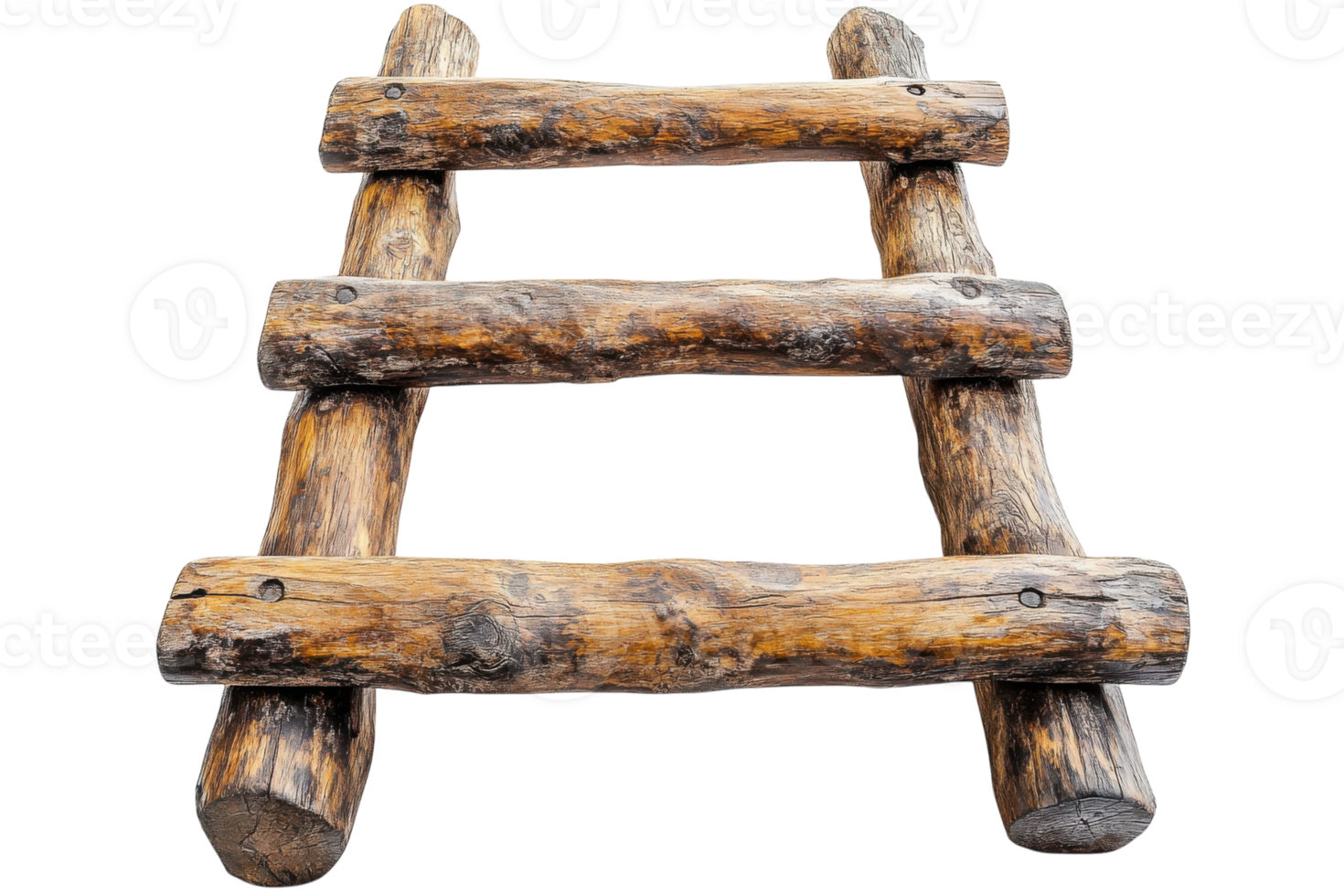 Wooden ladder designed with rustic logs, showcasing craftsmanship in natural materials for various uses in outdoor settings png
