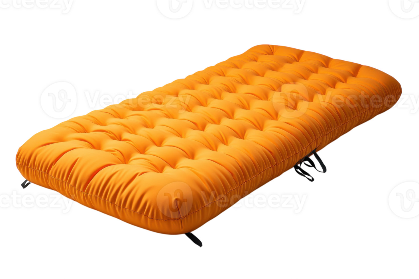 Bright orange inflatable mattress ideal for outdoor camping or lounging at home during summer activities png