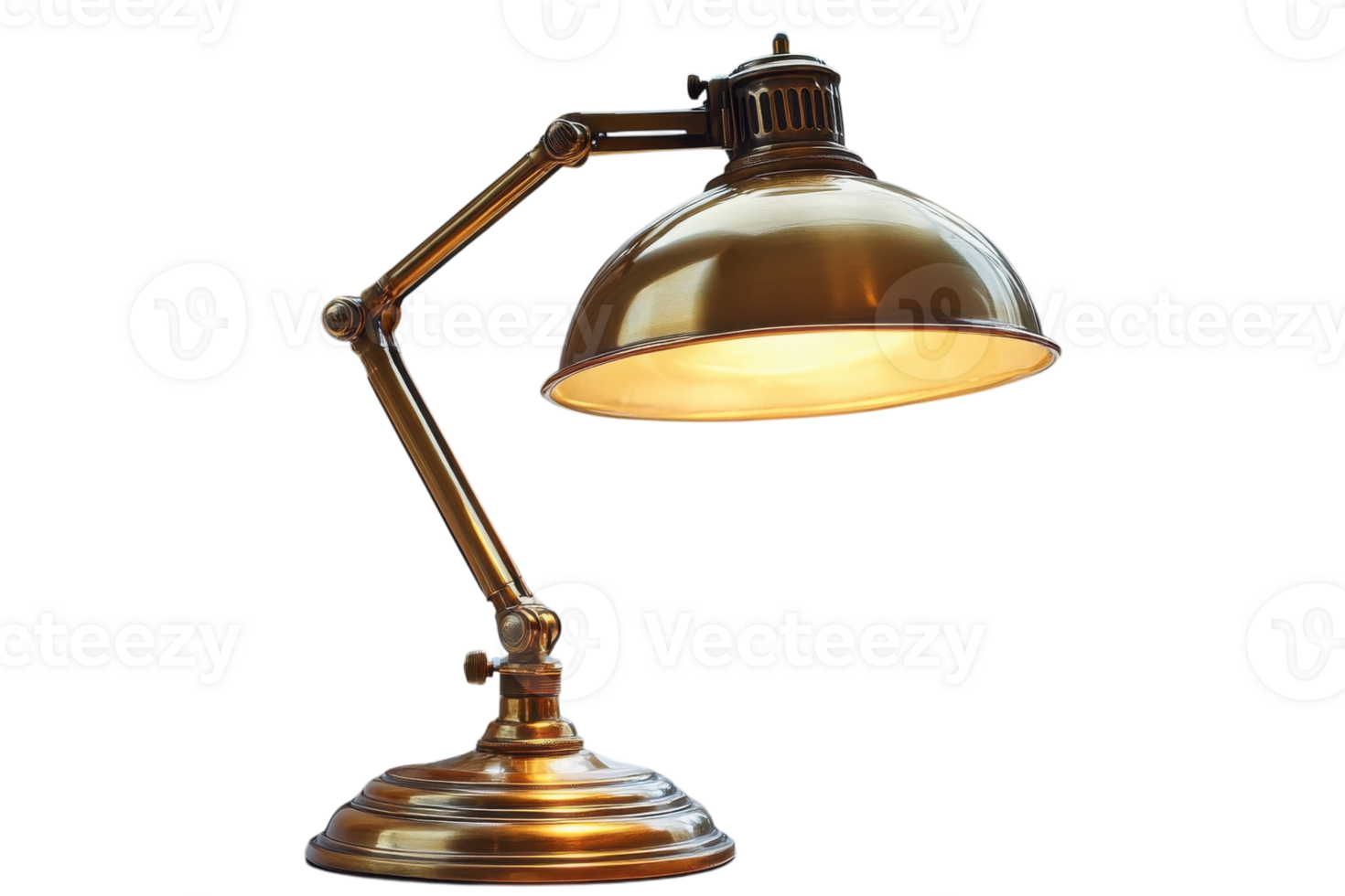 Elegant brass desk lamp illuminates workspace near window in a cozy indoor setting during late afternoon light png
