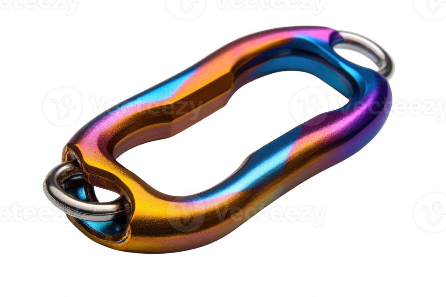 Colorful aluminum climbing carabiner with unique design on a white background ideal for outdoor activities png