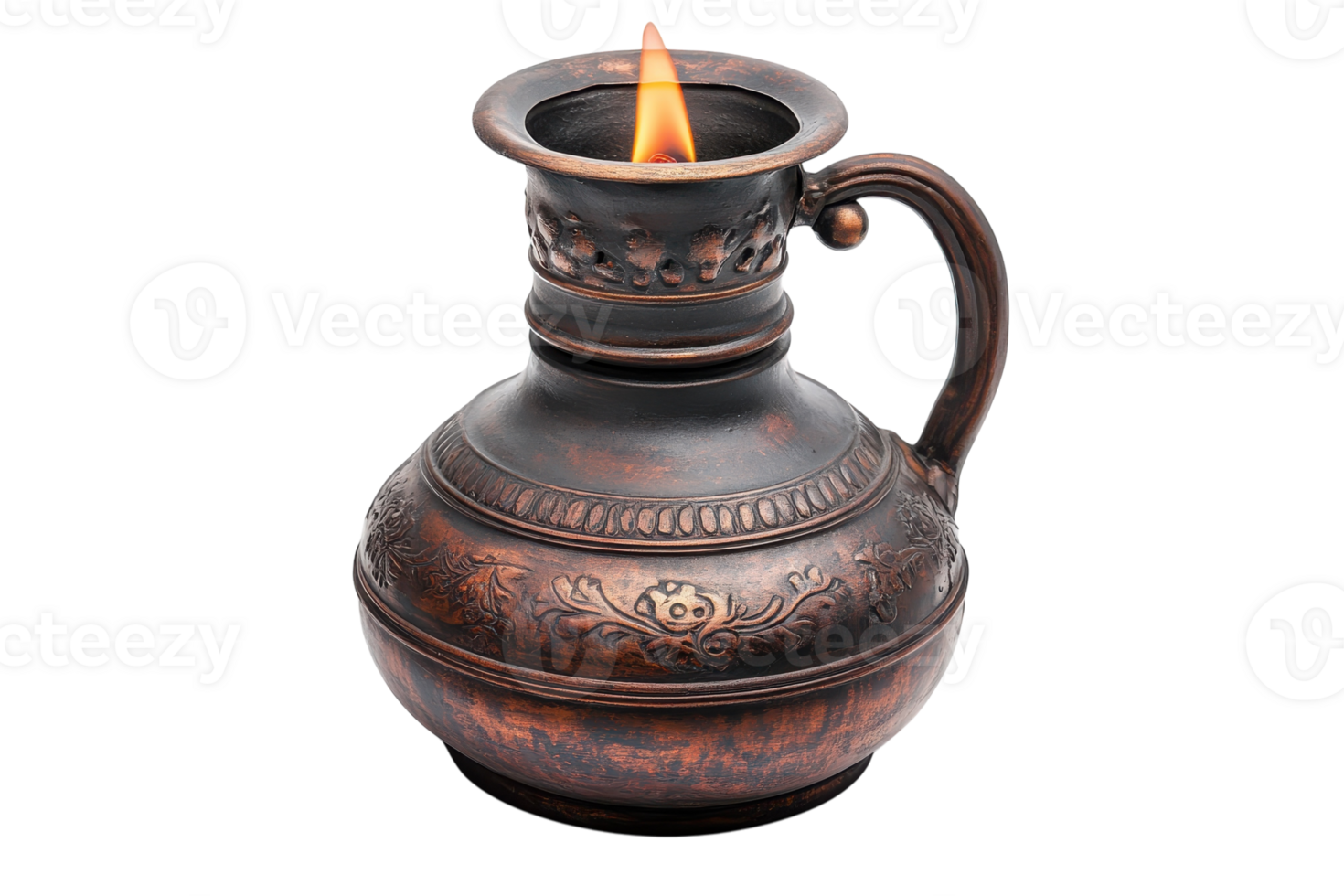 Elegant oil lamp with intricate design in a warm glow illuminating its surroundings png