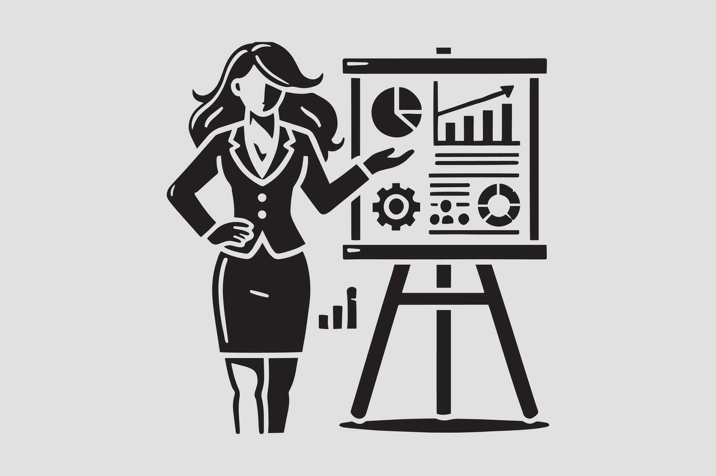 Professional Man Presenting Data on a Whiteboard Art vector