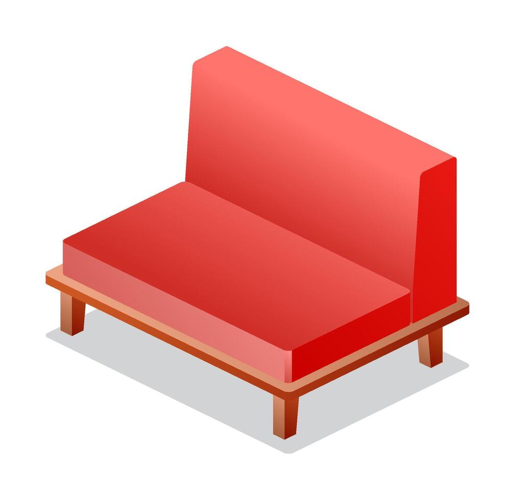 Soft and comfortable red chair isolated on white background. vector