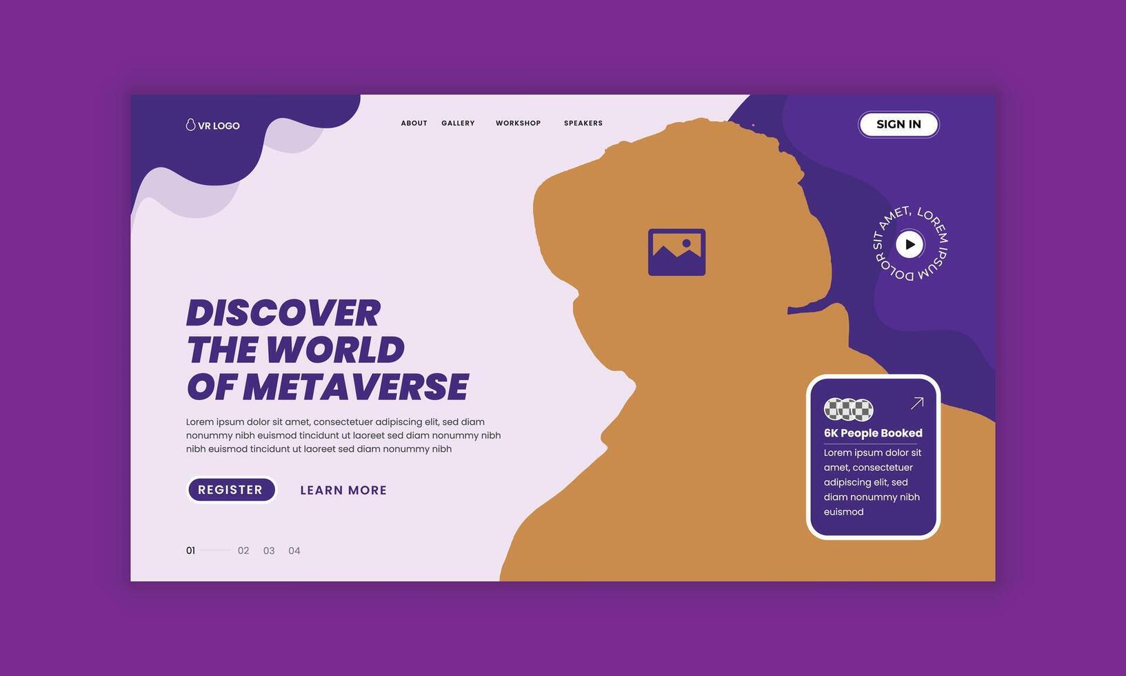 Virtual reality workshop announcement web banner ui ux design template vector