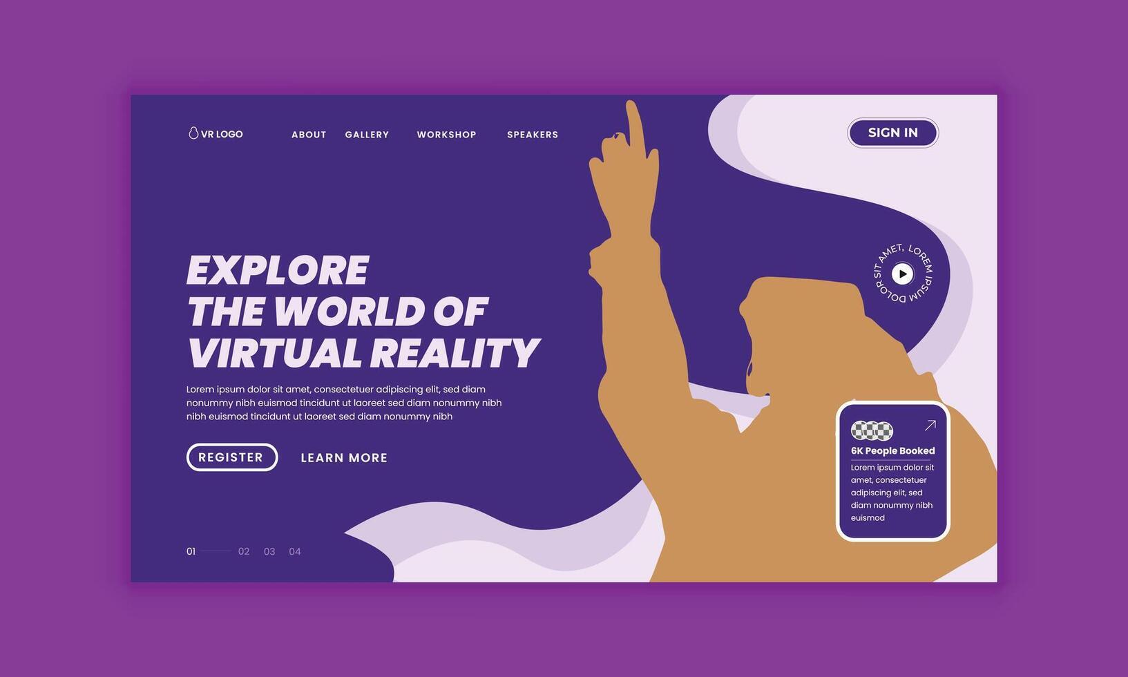 Immerse virtual education workshop website landing page interface design template vector