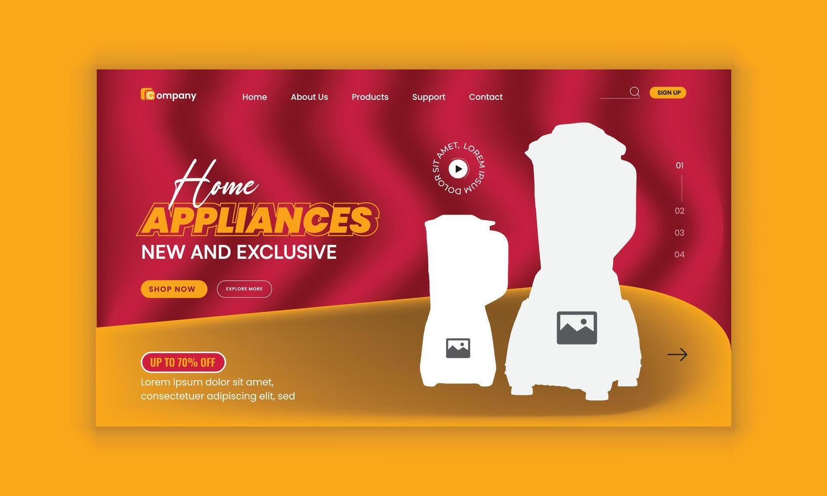 Home Appliance website landing page user interface, user experience design template vector