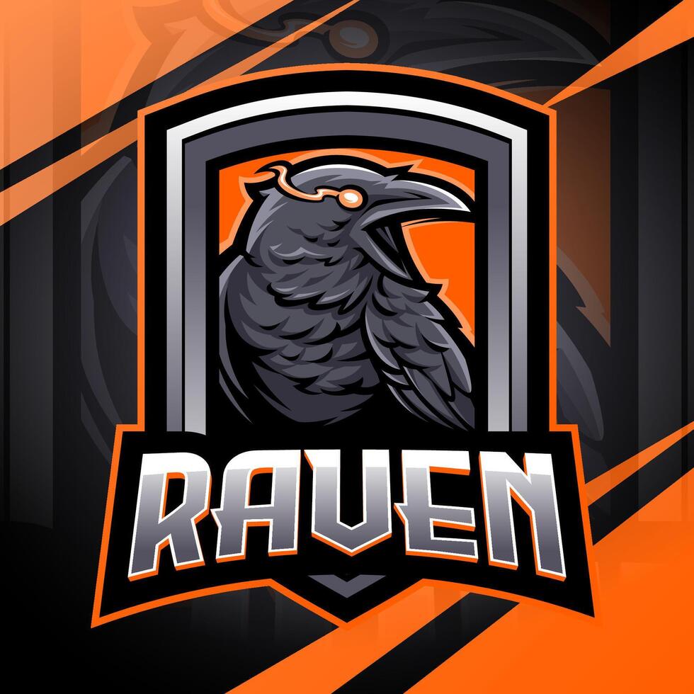 Raven bird esport mascot logo design vector