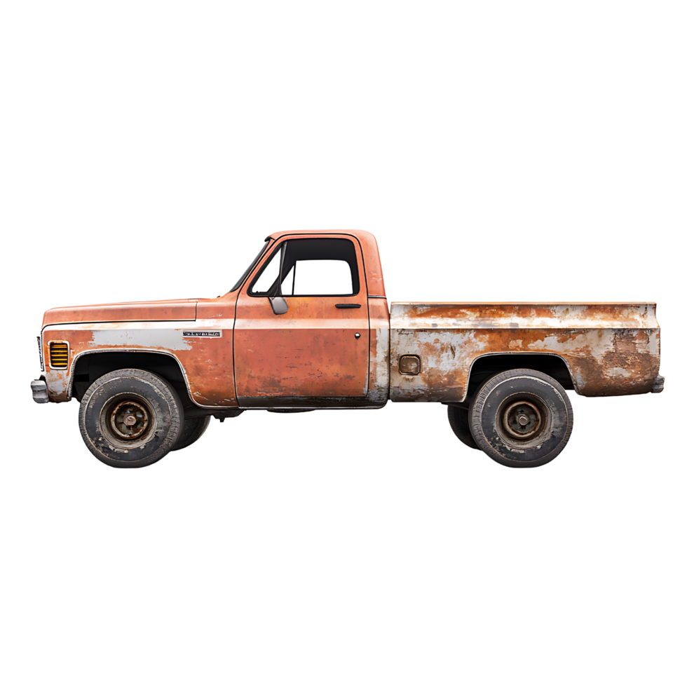 An old rusty truck isolated on transparent background png