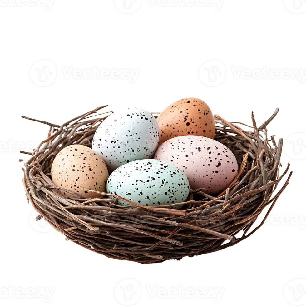 Eggs in a nest isolated on transparent background png