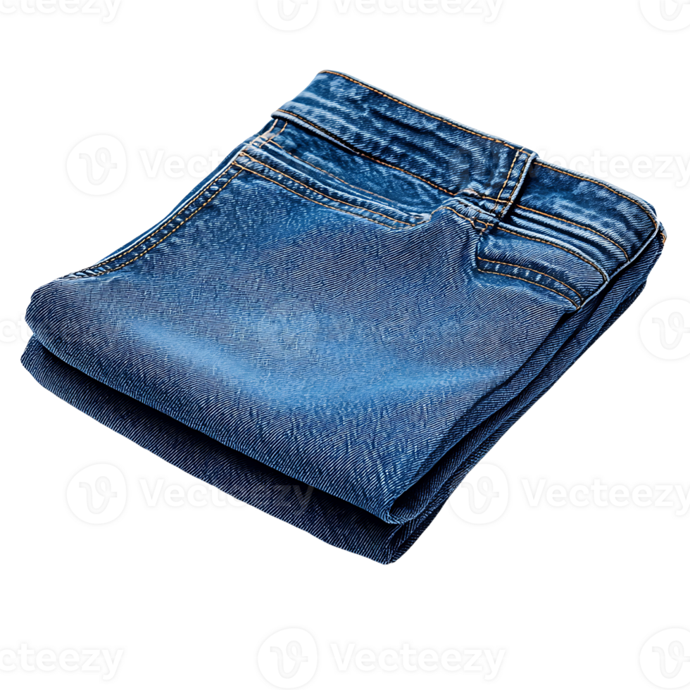 A folded pair of jeans isolated on transparent background png