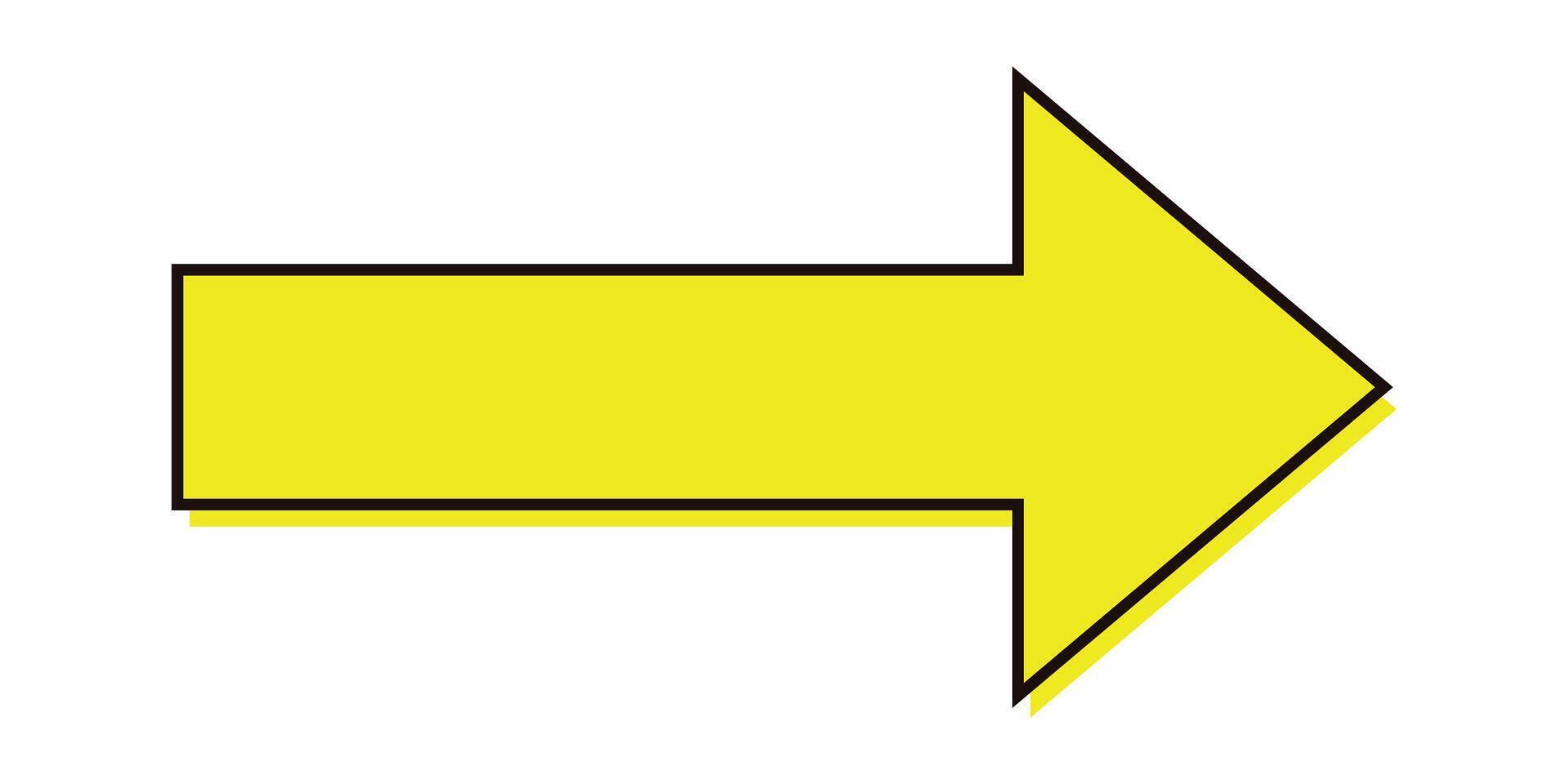 yellow arrow with simple black line vector