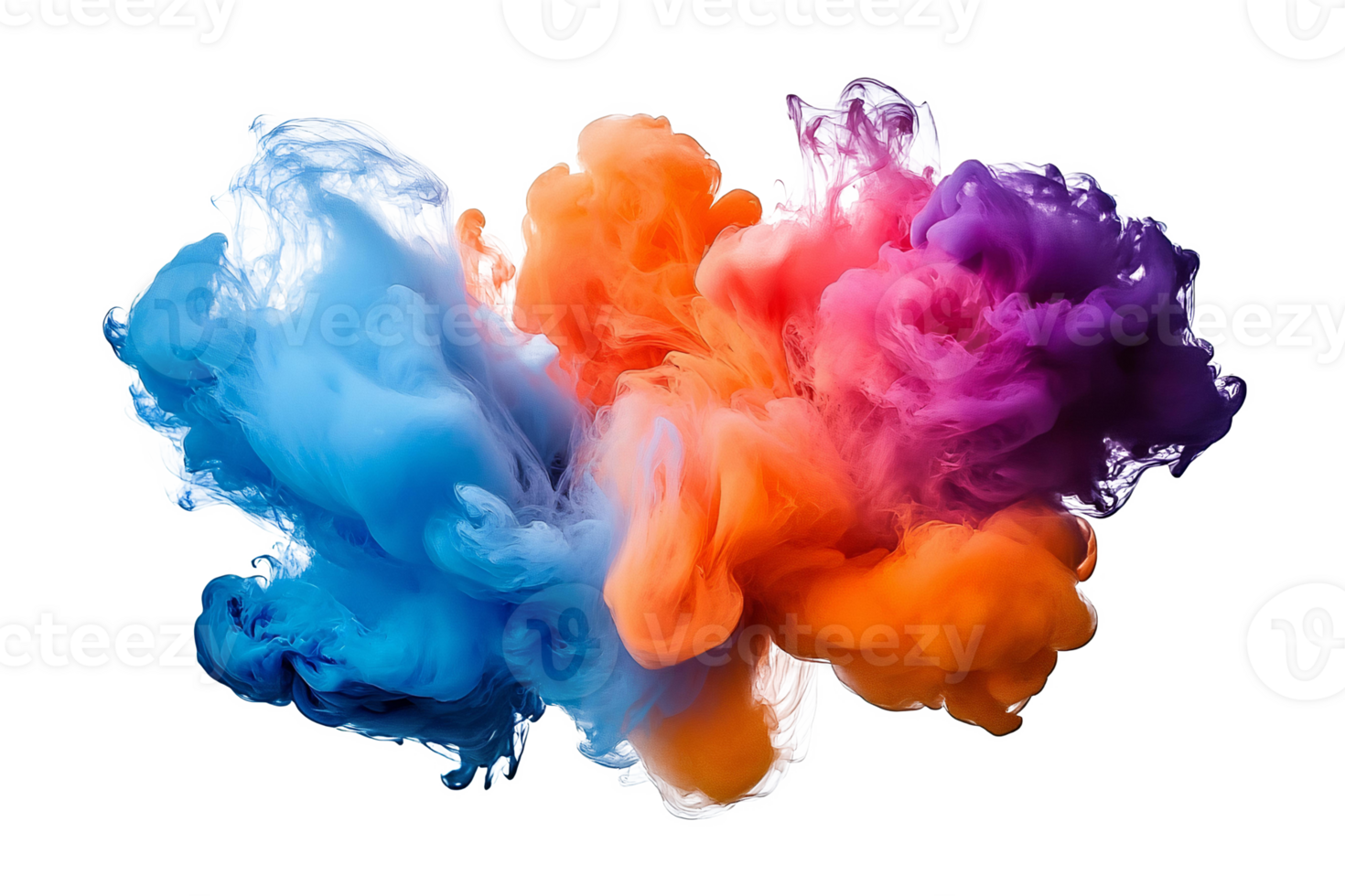 Colorful ink in water on black background png