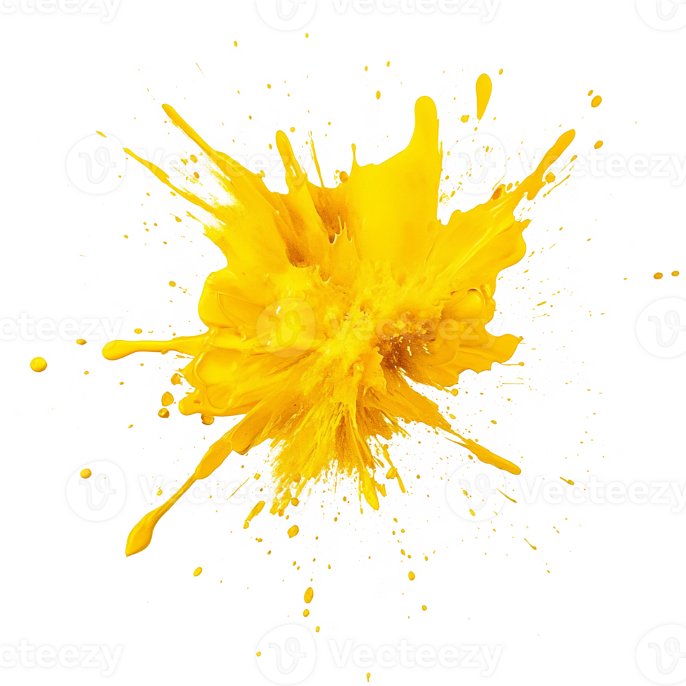 A yellow paint splatter on a black background png