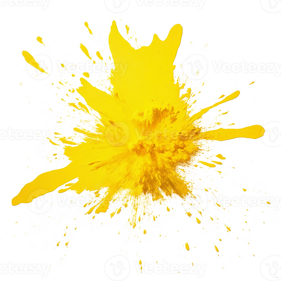 Yellow paint splatter on black background png