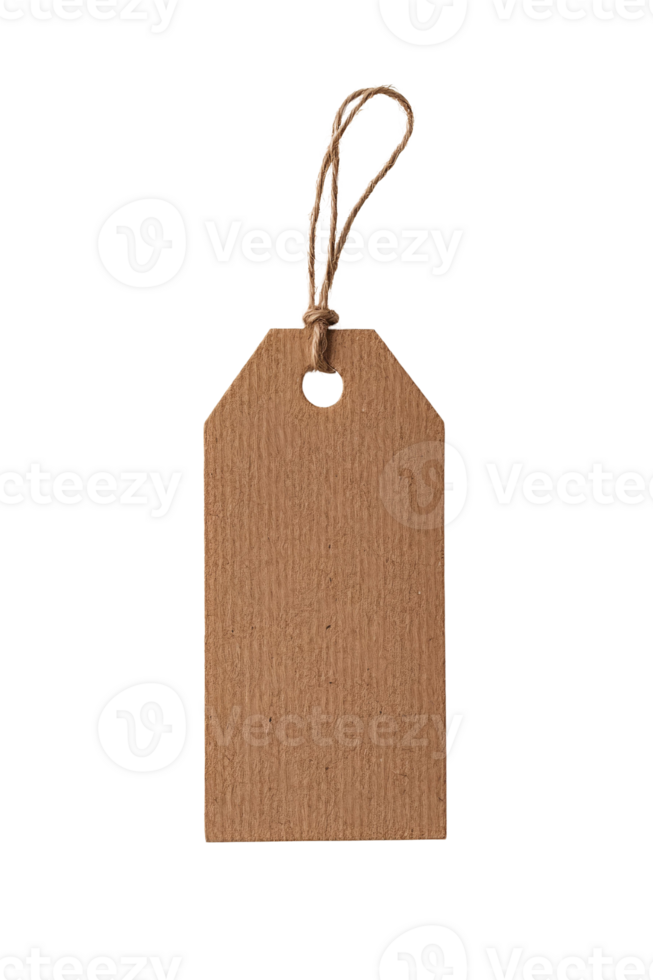 A brown paper tag hanging from a string png